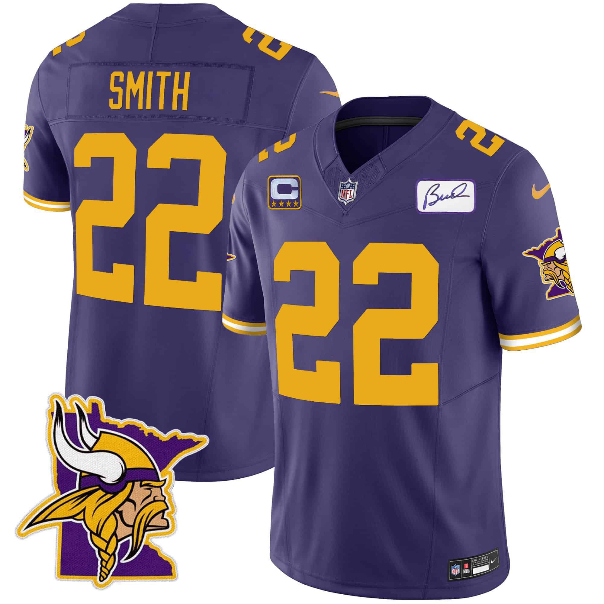 Men Minnesota Vikings #22 Smith Purple 2024 Nike Patch Classic Limited NFL Jersey style 2->indianapolis colts->NFL Jersey